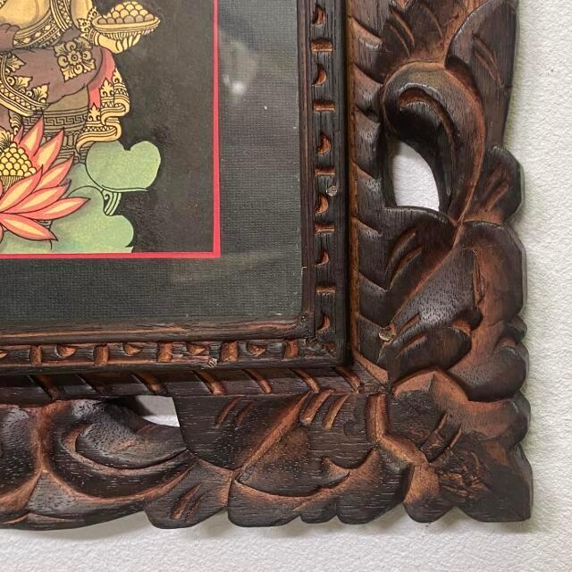 バリ絵画 神獣の絵 ガネーシャ W33×H38 5タイプ ガラス 額付き バリ島