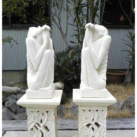 石像 カップル像 H約60cm 1セット バリニーズ オブジェ ストーン