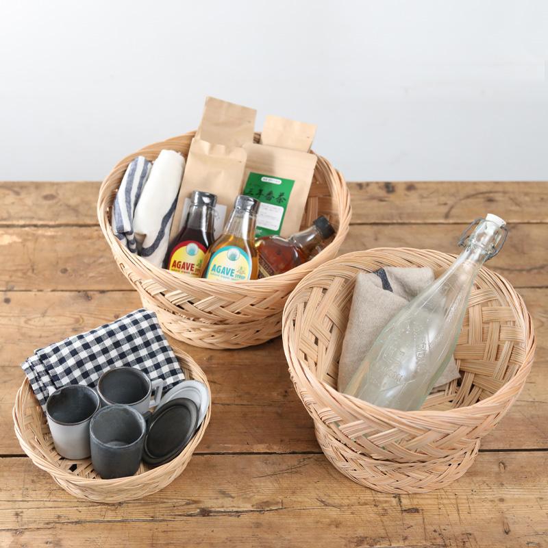 ニッパヤシ 深型バスケット 直径33cm 収納 かご バスケット インテリア