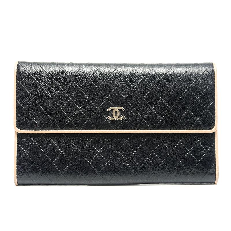 CHANEL（シャネル） CHANEL 3つ折り長財布 ビコローレ ブラック レザー