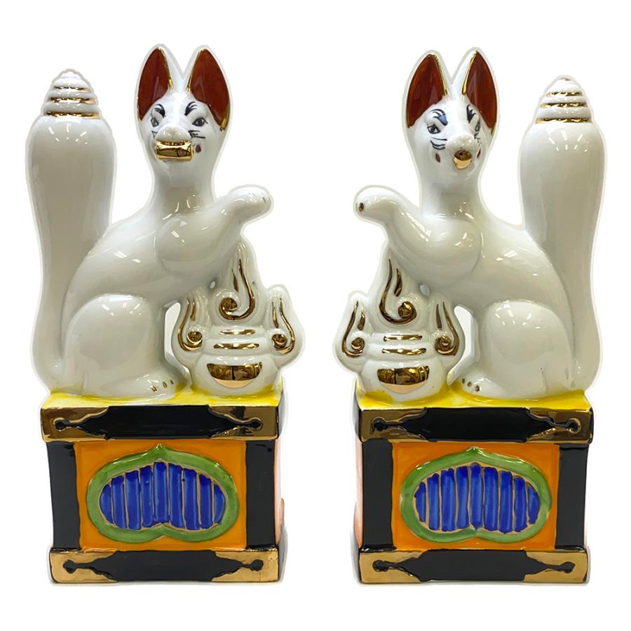 陶器 お稲荷様の彫刻 約15cm