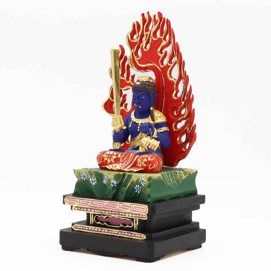 仏像 不動明王 座像 2.0寸 四角台 火焔光背 桧木彩色 : 栗田こだわり