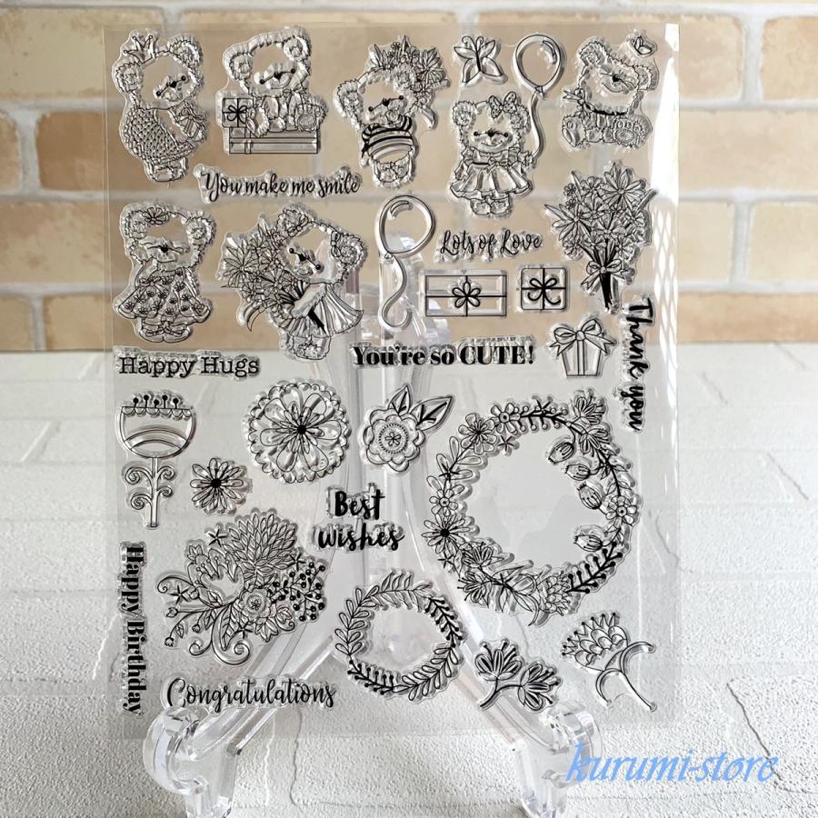 クリアスタンプ カッティングダイ ベア 熊 海外 ダイカット型