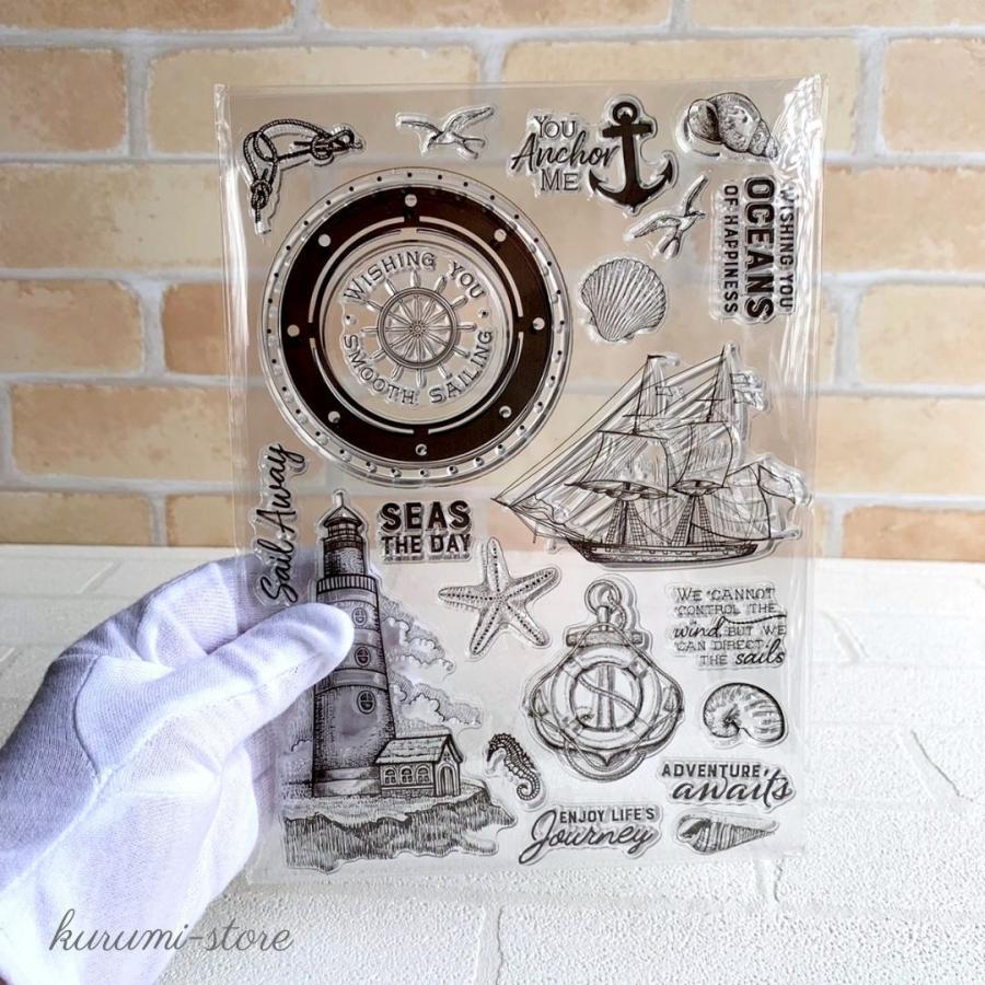 クリアスタンプ 船 灯台 錨 帆船 はんこ アルバム 海外 スタンプ