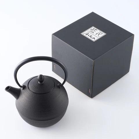 岩鋳（IWACHU） 南部鉄器 鉄瓶兼急須 日の丸 黒 (茶こし付き) 10071