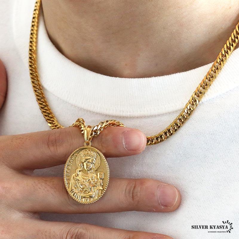 クーポンで10％OFF ステンレス HIPHOPネックレス ゴールド 6面カット