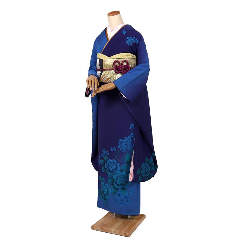 美品振袖セット ターコイズブルー（ショール、振袖、長襦袢、帯