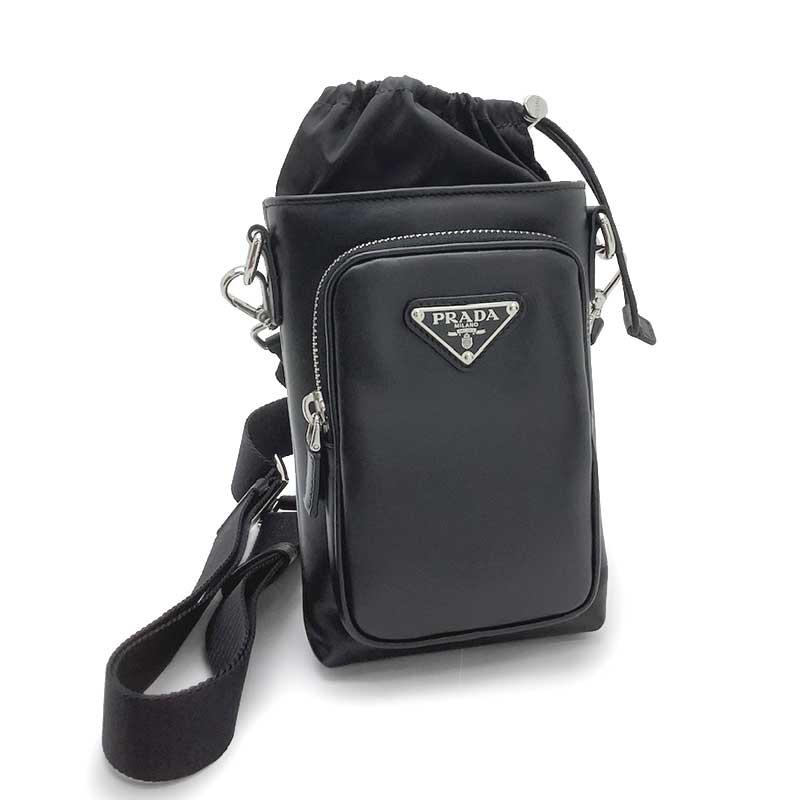PRADA プラダ レザー スマートフォンケース ナイロン ブラック
