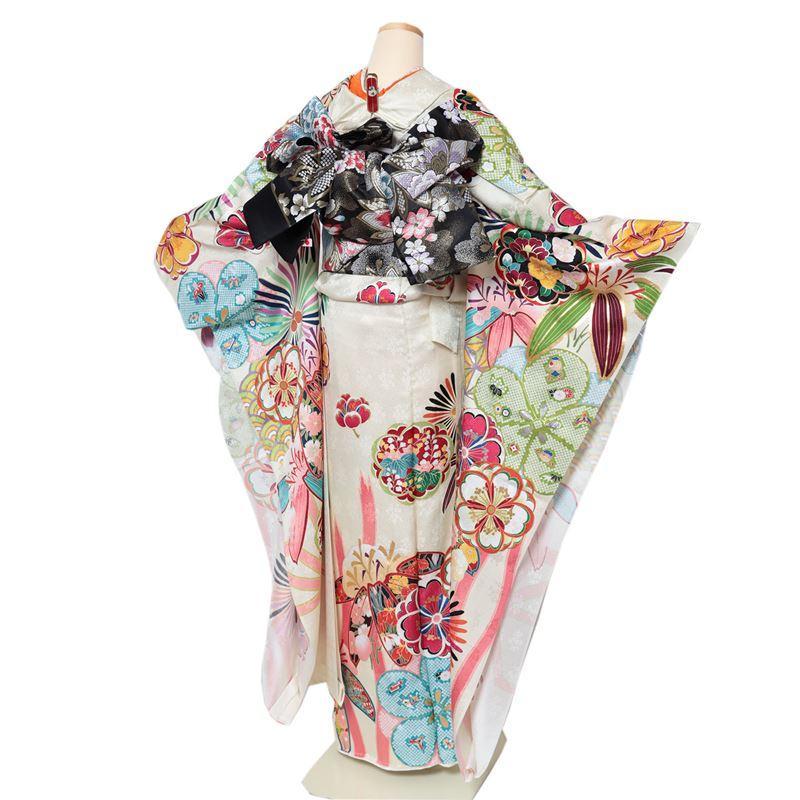 振袖フルセット、正絹振袖成人式、重ね衿帯揚げ帯締め、ジャガード袋帯