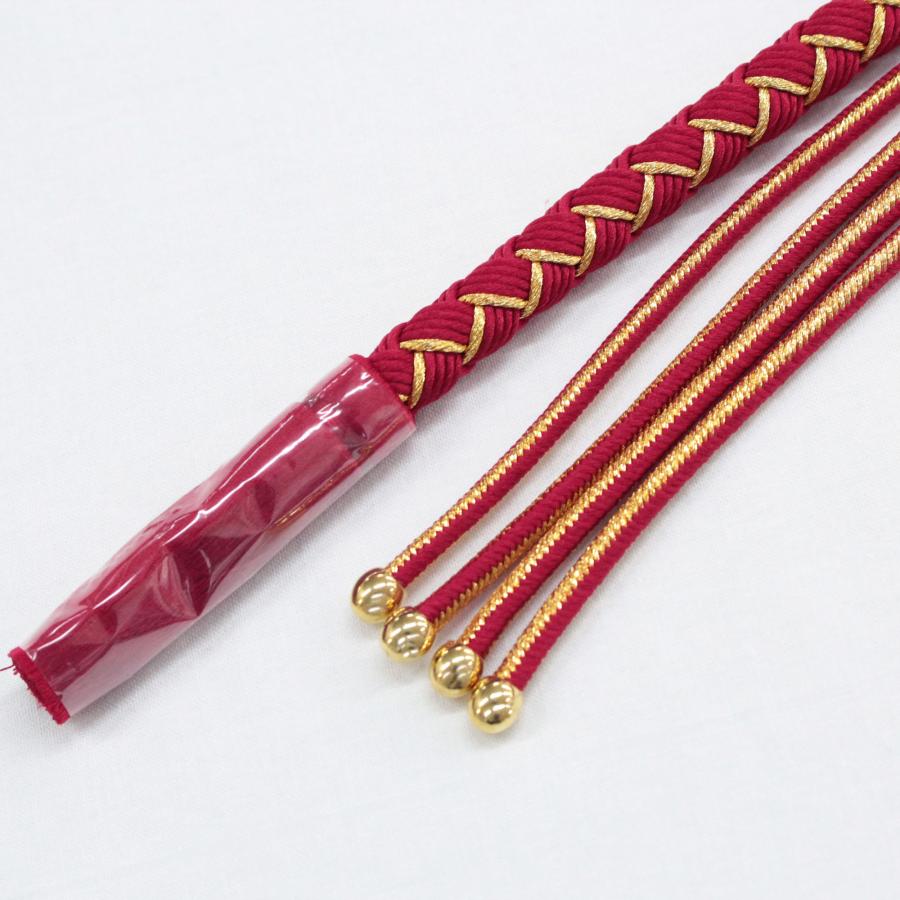 帯締め 振袖用 成人式 赤 レッド 金 日本製 パール 正絹 絹100％ 組み