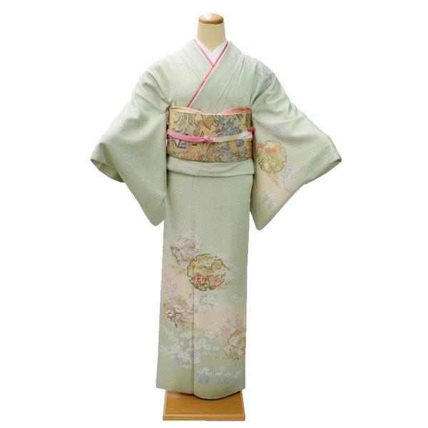 訪問着 着物 レンタル フルセット うす緑 シンプル 入学式 卒業式 お