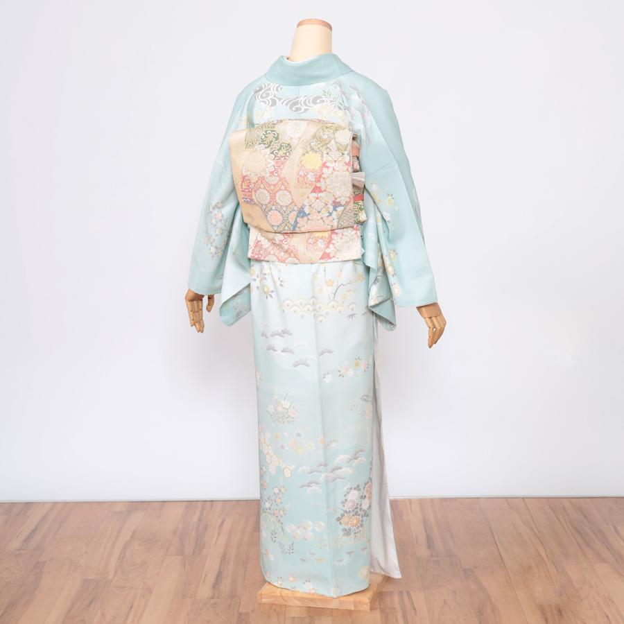 訪問着 レンタル 大きいサイズ フルセット トールサイズ 水色 ブルー
