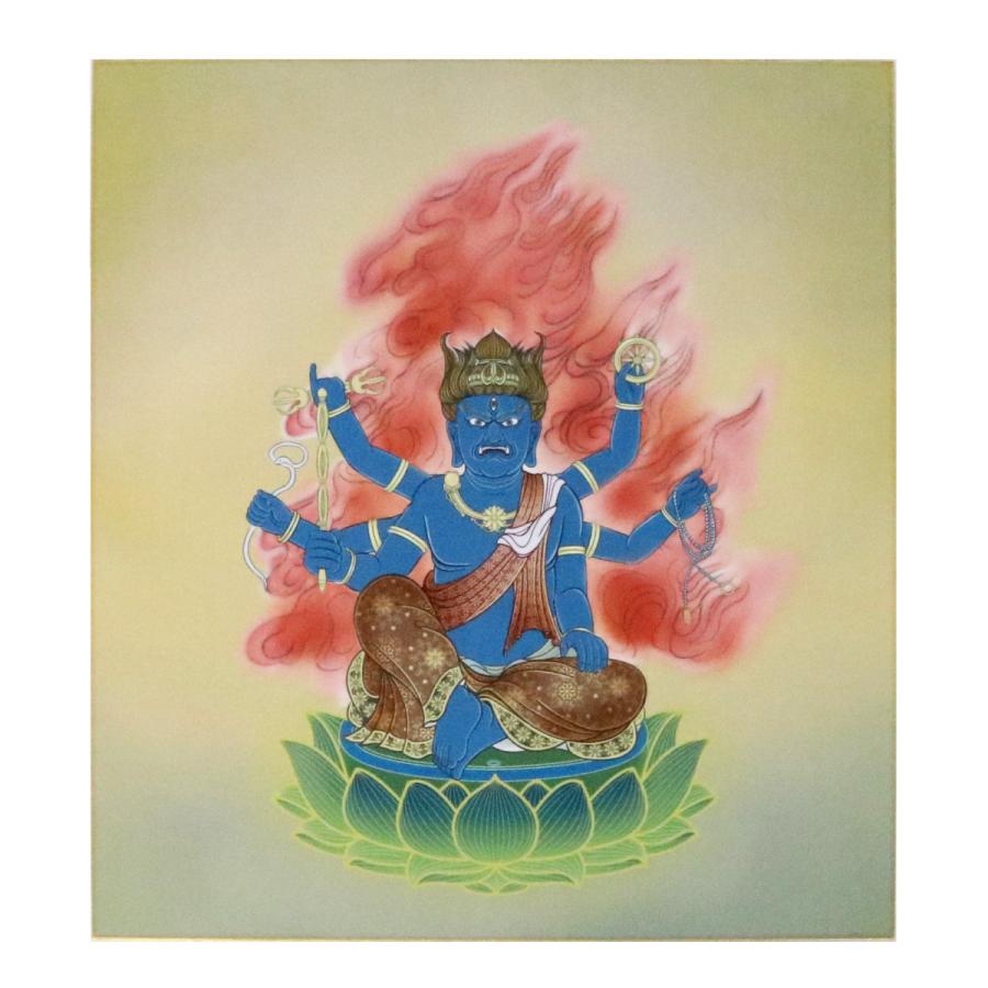 お盆お彼岸大特価中◇極彩色 烏枢沙摩明王8寸立◇五大明王の一人 高さ