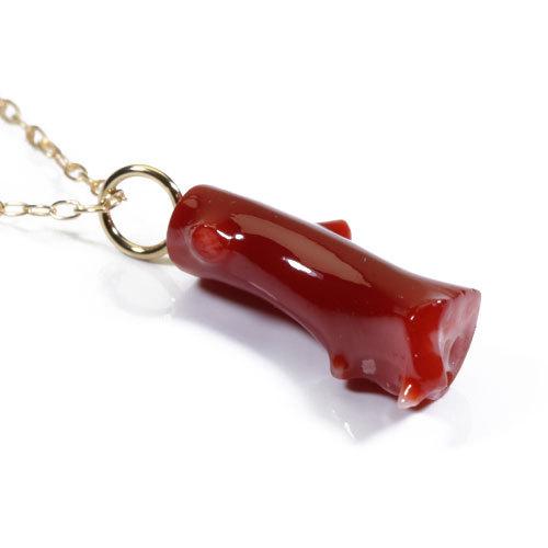 宝石珊瑚のSANSUI 血赤珊瑚 ネックレス ペンダント 一粒 枝サンゴ