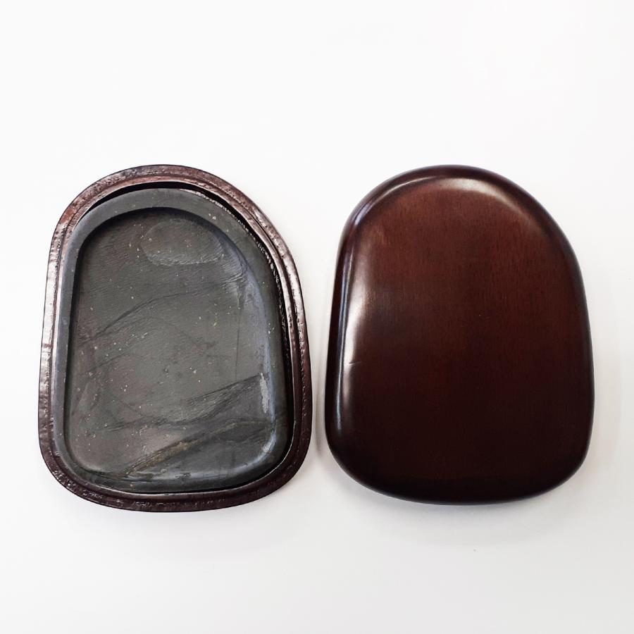 購入 古丸型硯 紫檀材質丸箱 古丸型硯 紫檀材質丸箱
