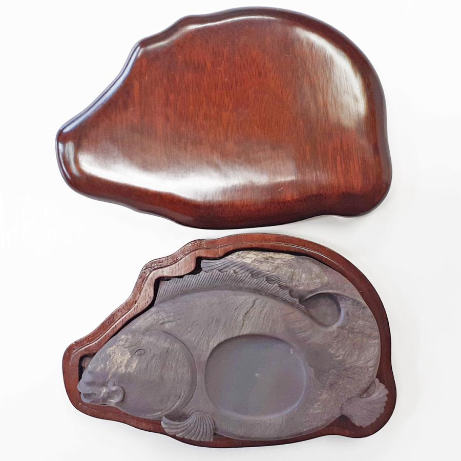 現品限り】旧麻子坑 端渓硯 魚型 硯 書道硯 きゅうましこう たん