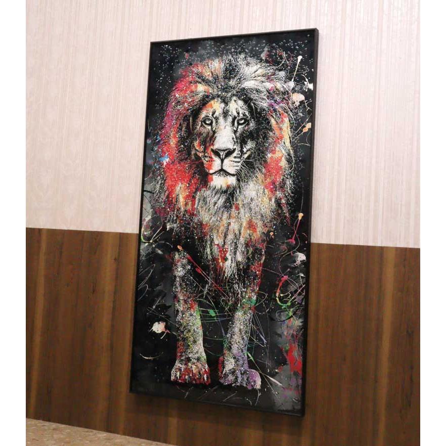 クリスタルアート ライオン ピクチャー アートフレーム POP クリスタル