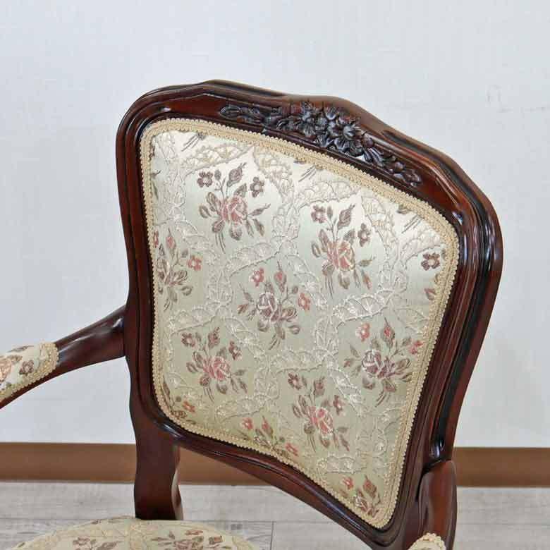 アームチェア イタリア 木製 猫脚 完成品 肘付き ソファー 一人がけ