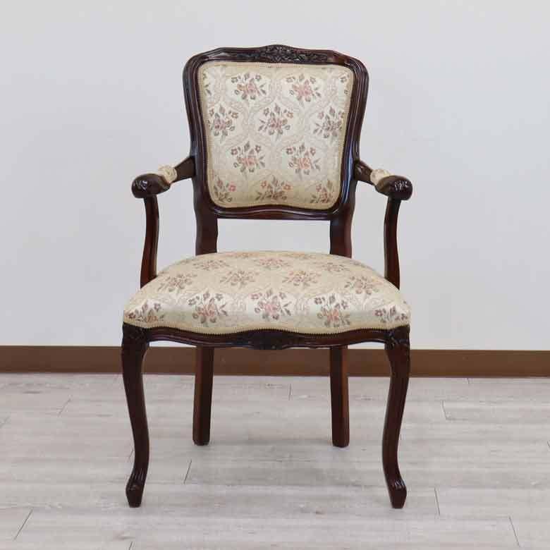 アームチェア イタリア 木製 猫脚 完成品 肘付き ソファー 一人がけ