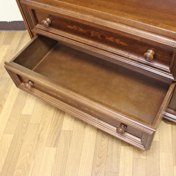 イタリア ブックケース 本棚 茶 象嵌 オープンキャビネット 丸脚 完成