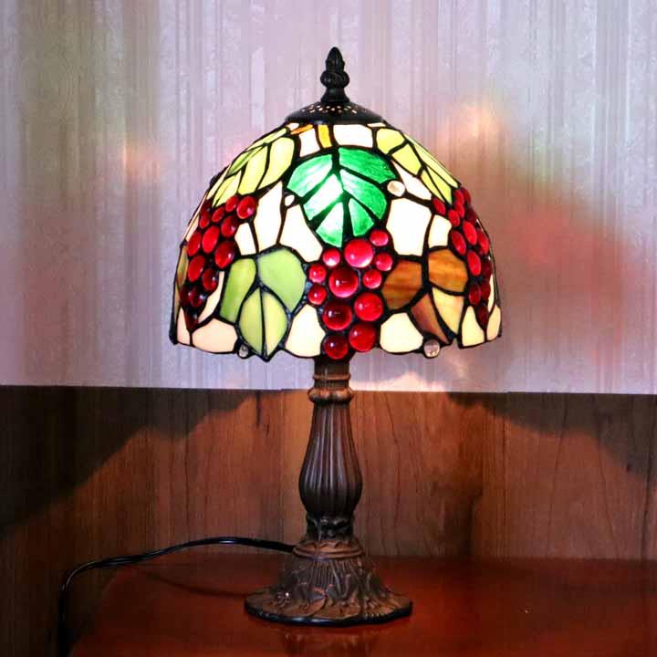 ステンドグラスランプ 8インチ 葡萄 グレープ アンティーク調