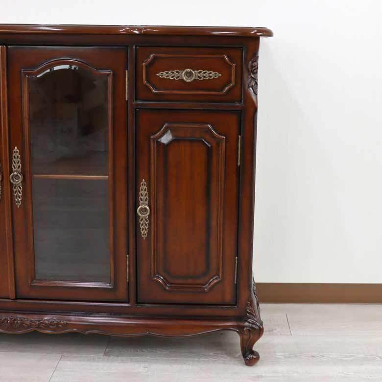 サイドボード ローキャビネット マホガニー 猫脚 完成品 木製 茶