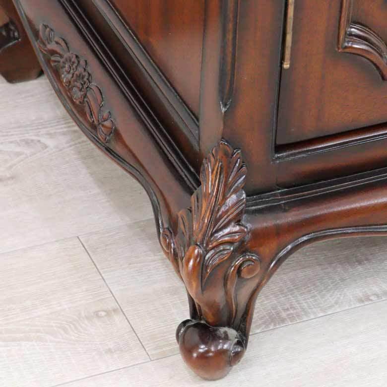 サイドボード ローキャビネット マホガニー 猫脚 完成品 木製 茶