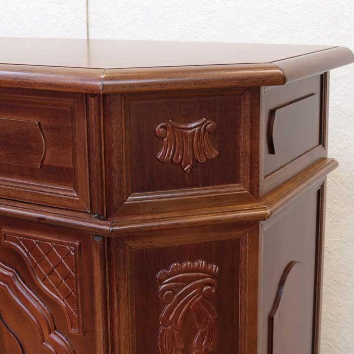 イタリア 家具 ローキャビネット サイドボード 幅80cm 象嵌 完成品