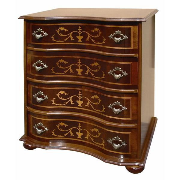 チェスト 木製 4段 完成品 茶 58cm 象嵌 ロココ調 イタリア 家具 猫脚