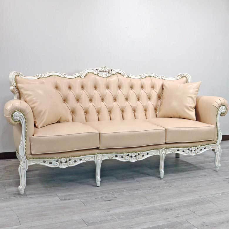 664 プリンセスローズ様ホワイト 白 猫脚 150 イタリア リビング a