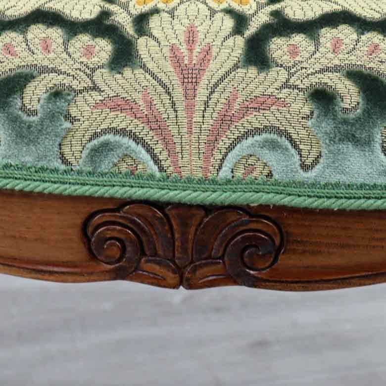 スツール 金華山 グリーン 猫脚 木製 完成品 オットマン イタリア 肘