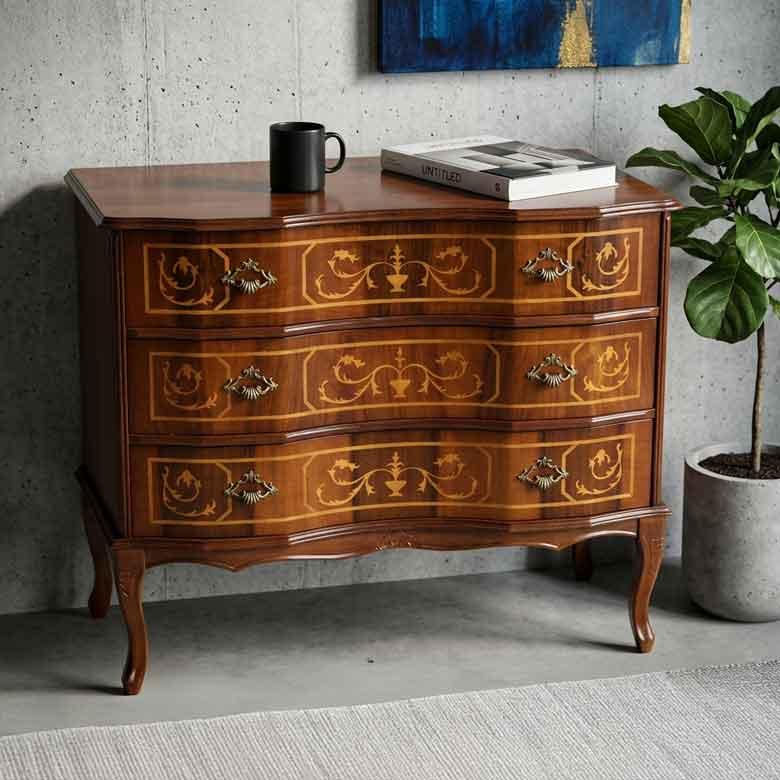 Sri Tokai』 東海家具 3段 チェスト 猫脚 ロココ調 アンティーク Sri