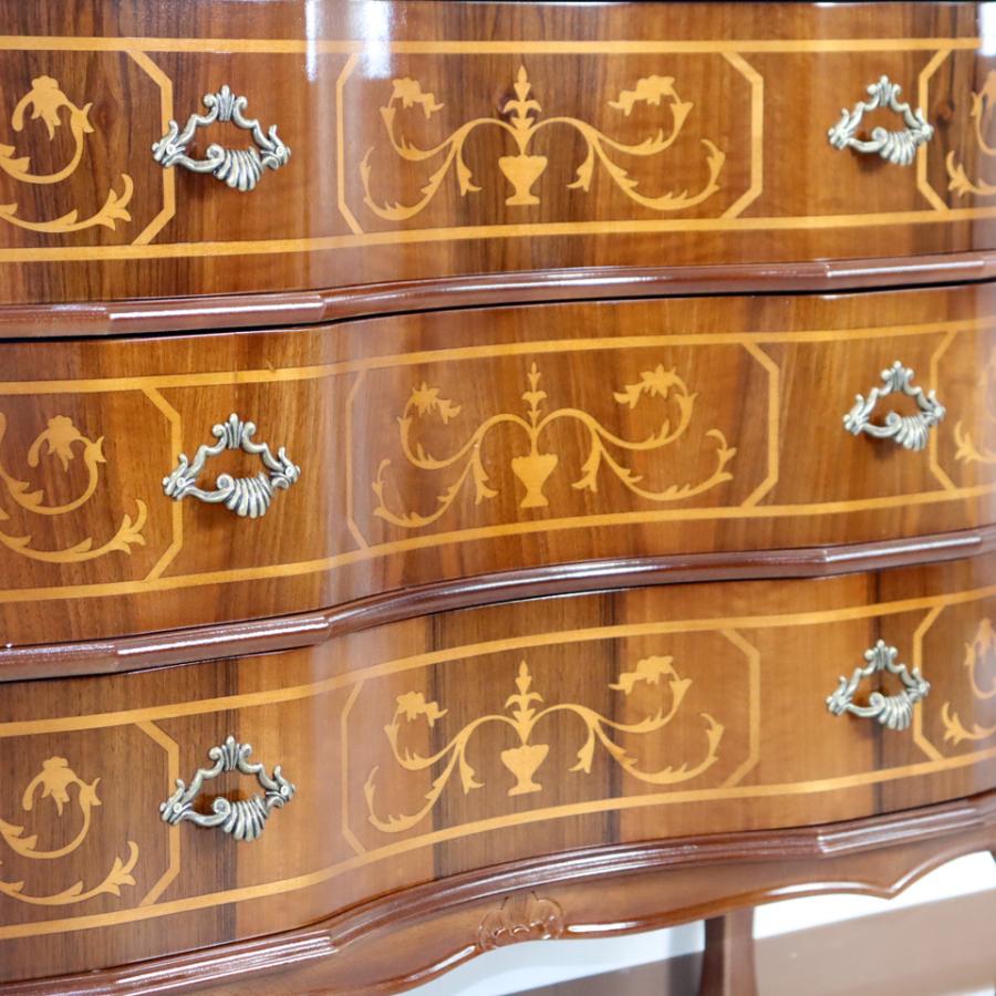 クラウディオ 猫脚 3段チェスト アンティーク イタリア製 大理石 天板