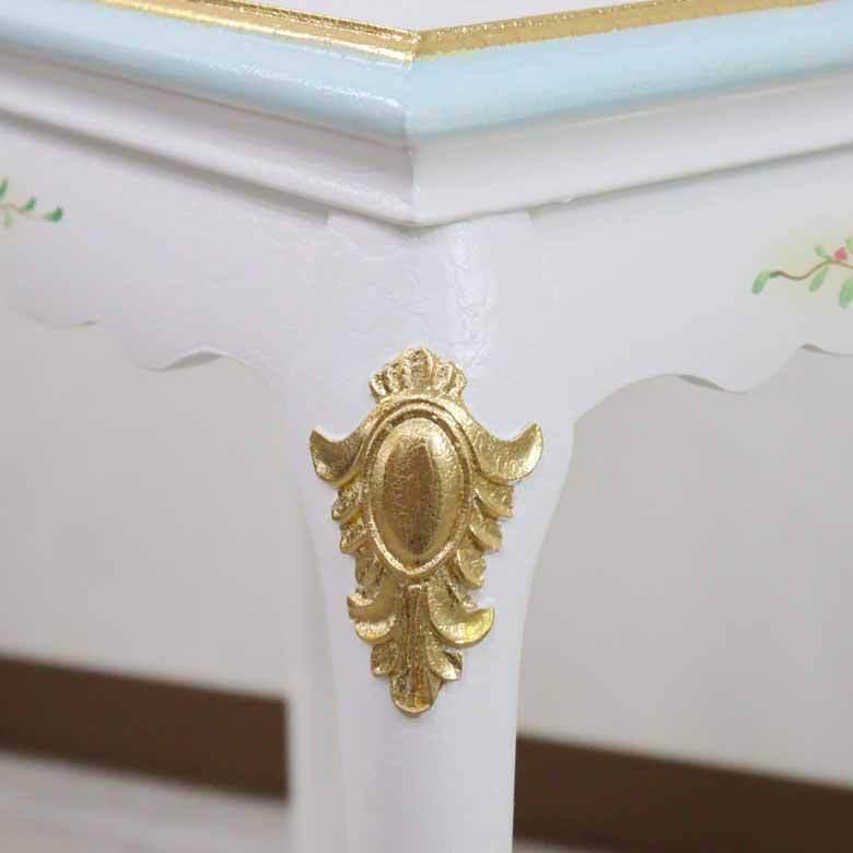 ロココ ネストテーブル 猫脚 サイドテーブル 白家具 ロココ調