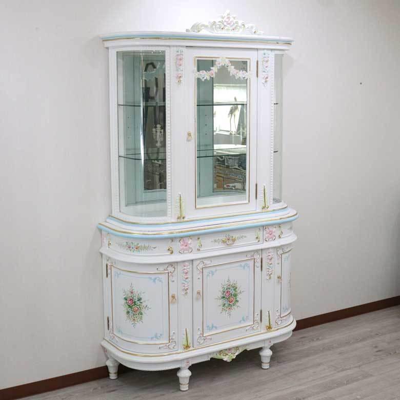 sarah＊キャビネット 飾り棚 インテリア 白家具 ショーケース ロココ調