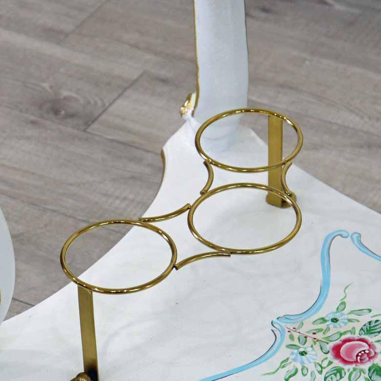 ロココ ワゴン トロリー ワインホルダー 収納付き 猫脚 白家具 姫系