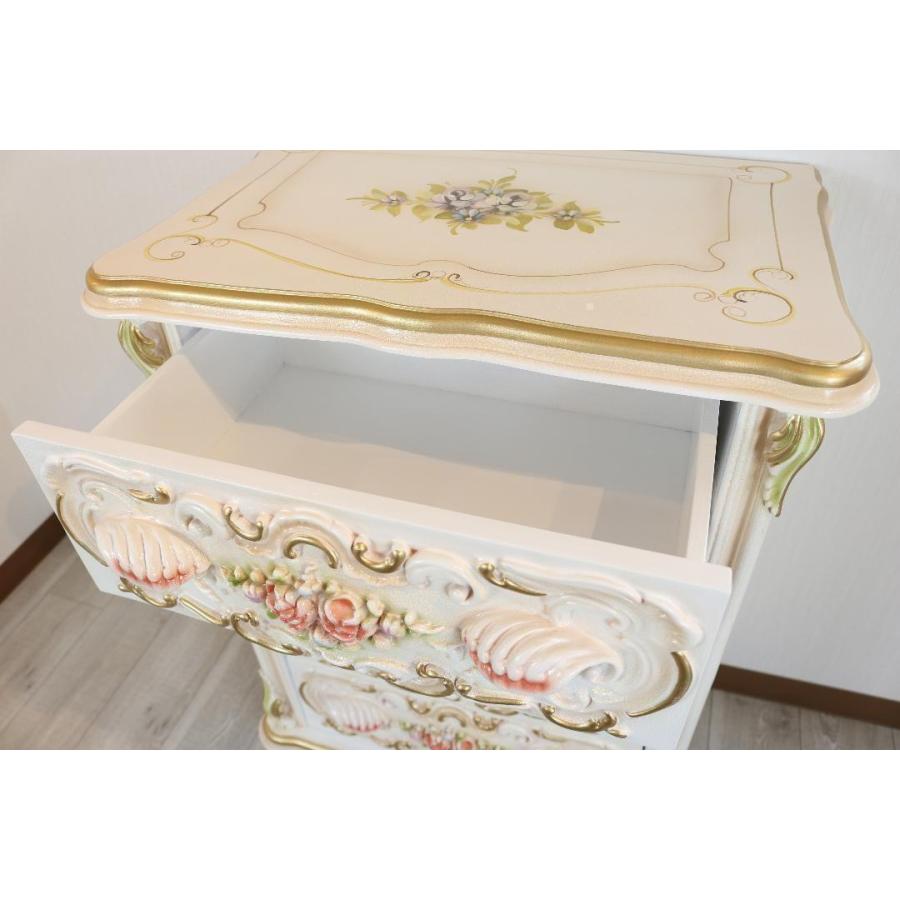 ☆ ロココ調 アンティーク 4段チェスト トールペイント 花柄