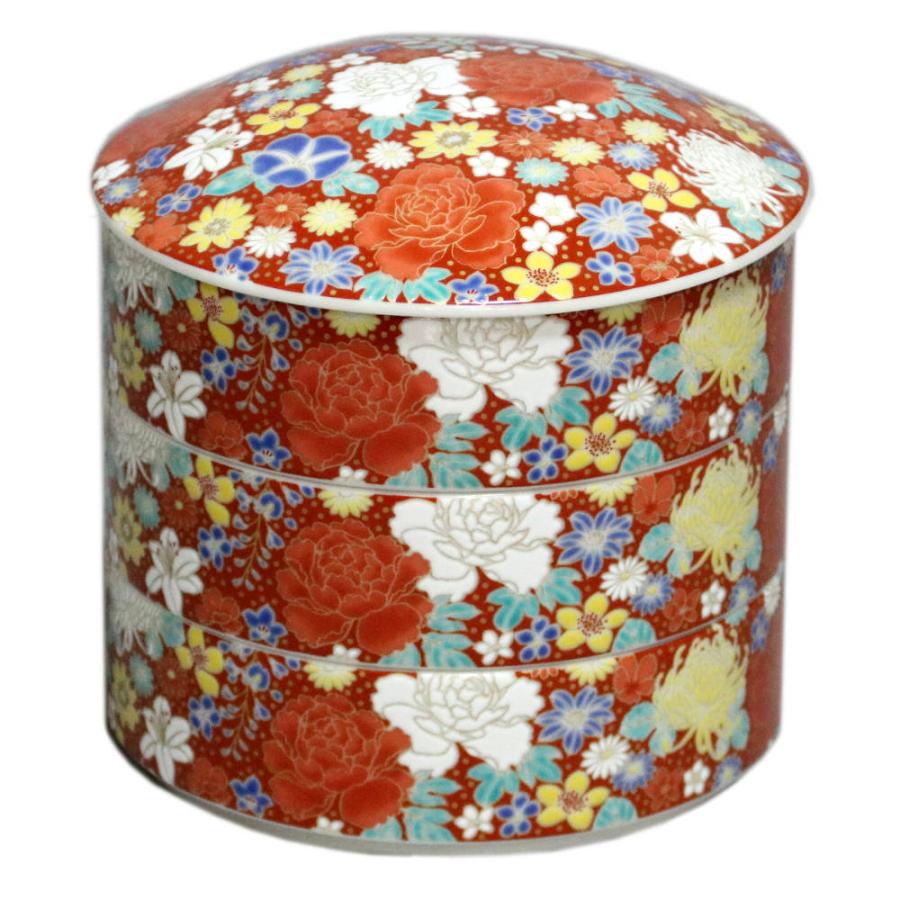 九谷焼 青郊窯三段重（重箱）花詰 赤SK-456 : 北山堂 - 通販 - Yahoo