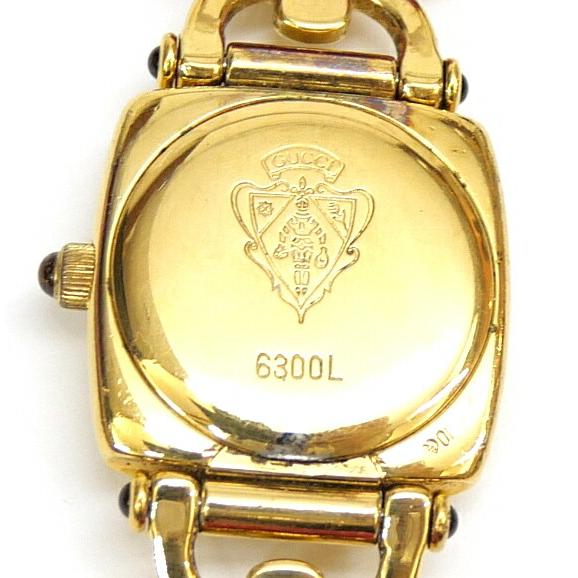 GUCCI（グッチ） 腕時計 クオーツ ピンク革ベルト 6300L ゴールド盤