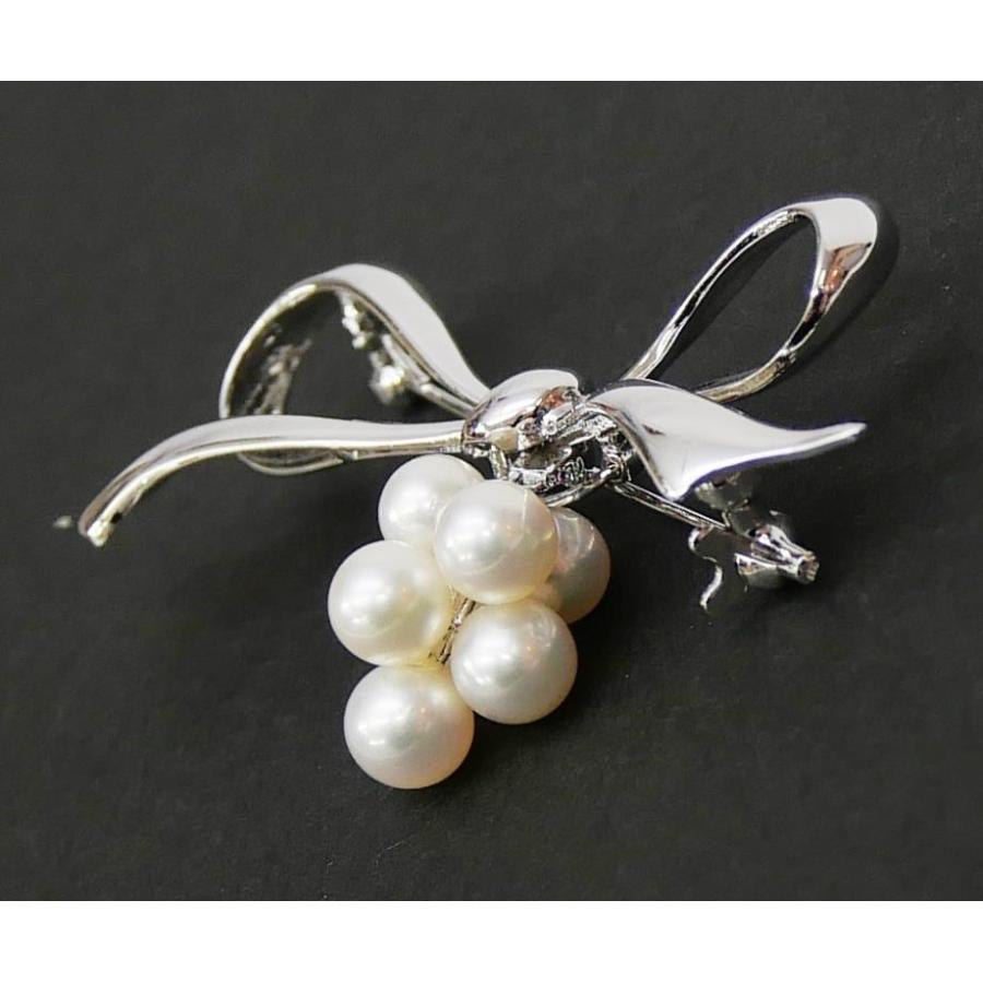 MIKIMOTO（ミキモト） パール ブローチ リボン チャーム 真珠/シルバー