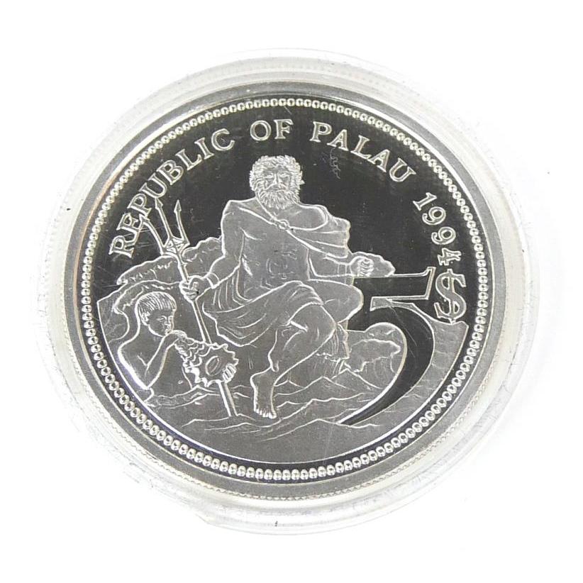 パラオ 海洋生物保護 5ドルカラー銀貨 1994年 シルバーコイン(69946