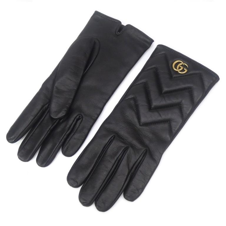 GUCCI（グッチ） レザーグローブ 手袋 GGロゴ 黒(66442) : 堀田商事