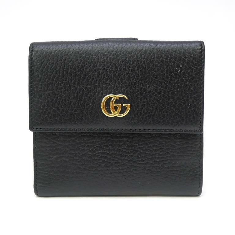 GUCCI（グッチ） GUCCI GGマーモント 二つ折り財布 456122 黒 レザー