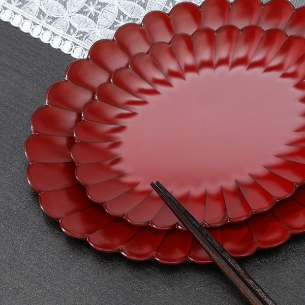 山田平安堂 菊小判皿 古代朱 小 菊皿 : 漆器 山田平安堂 - 通販