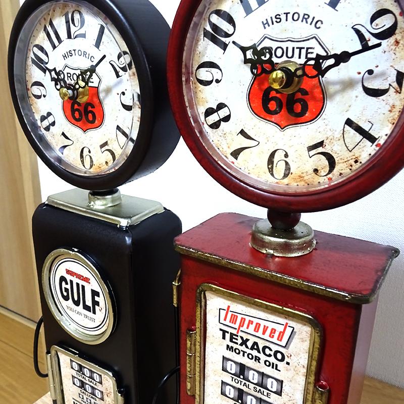 アメリカン レトロ 置時計 レトロ ビンテージ ガスポンプ 4カラー