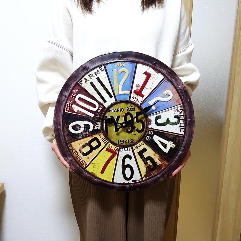 アメリカン レトロ 掛時計 NUMBER PLATE ビンテージ 鉄製 カラフル