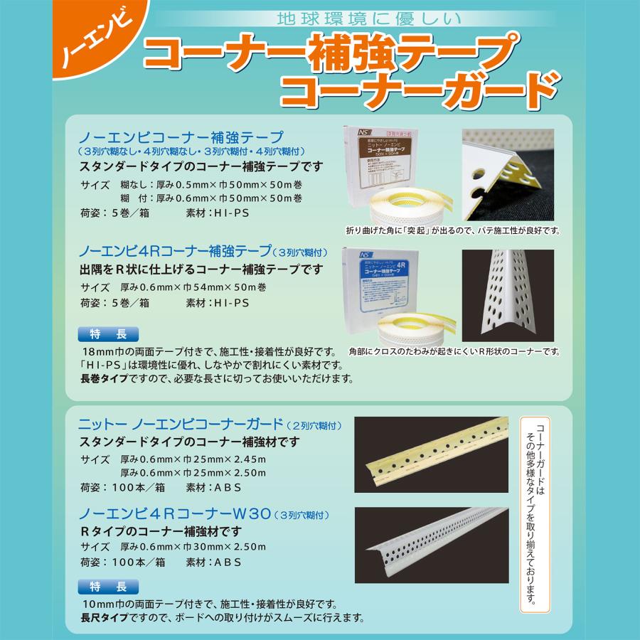 NITTO ニットー ノーエンビコーナー補強テープ 3列穴糊なし