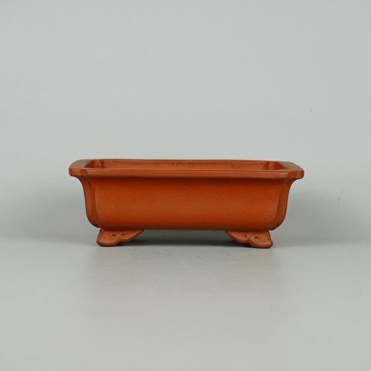 盆栽鉢 壱興造記 渡辺 一弘 小型 長辺 約13cm 長方鉢 隅入 雲足 長角