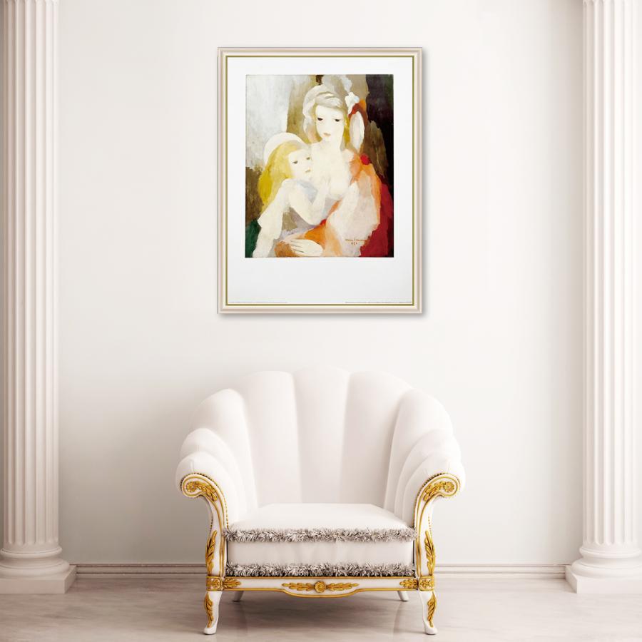 マリーローランサンの絵画 額入りポスター 「母と子」フレーム付き