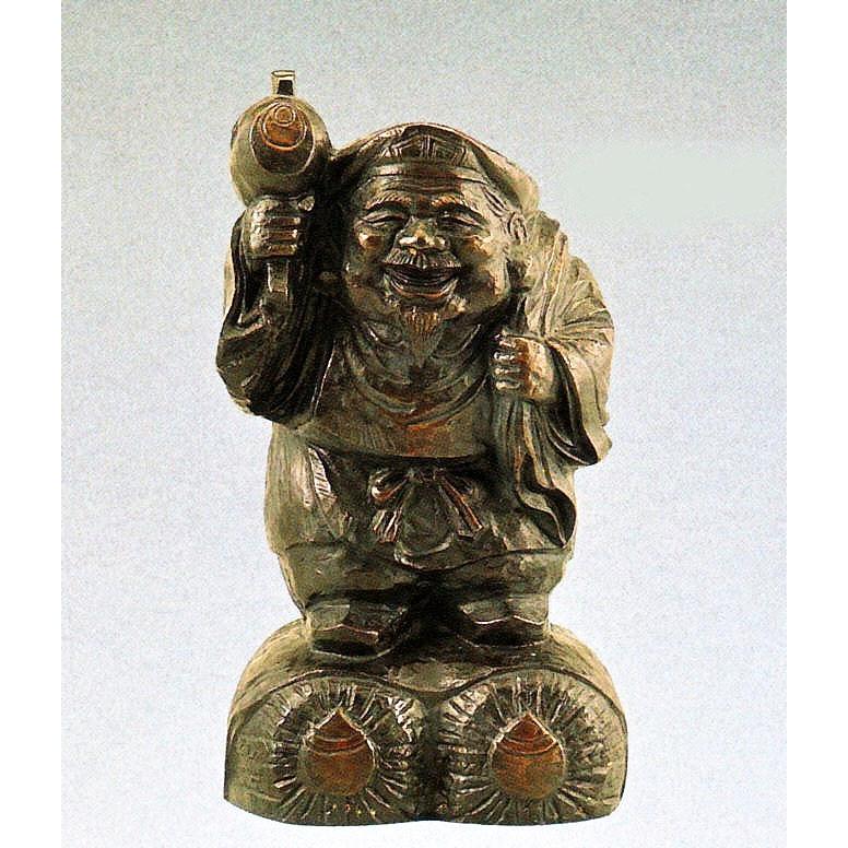 大黒様の置物 木彫風大黒 般若純一郎作品 高岡銅器通販／送料無料 : 檜